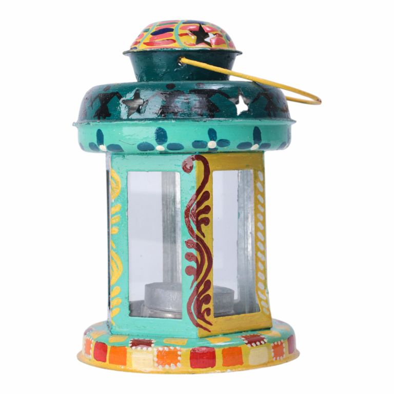 Indha Hand-Painted Lantern with LED Light | Vintage-Inspired Home Decor for Cozy Ambience | Artistic Kettle | Awesome Giveaways | Unique Decor | Festive Gifting