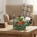 INDHA Hand-Painted Aluminum Decorative Kettle – Sparrow on Branch Artwork | Nature-Inspired Bird Design | 1-Litre | Home Décor, Tea Serving & Gifting