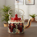 INDHA Off-White Handpainted Aluminium Decorative Kettle With Owl Print | Handpainted Décor | Home Décor | Home Utility | Living Room Décor | Gifting | Décor | Kitchen Utility